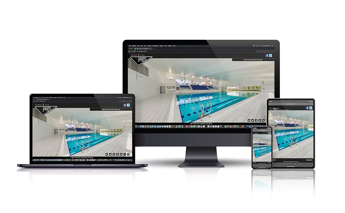 JAGS Sports Club responsive virtual tour user interface design